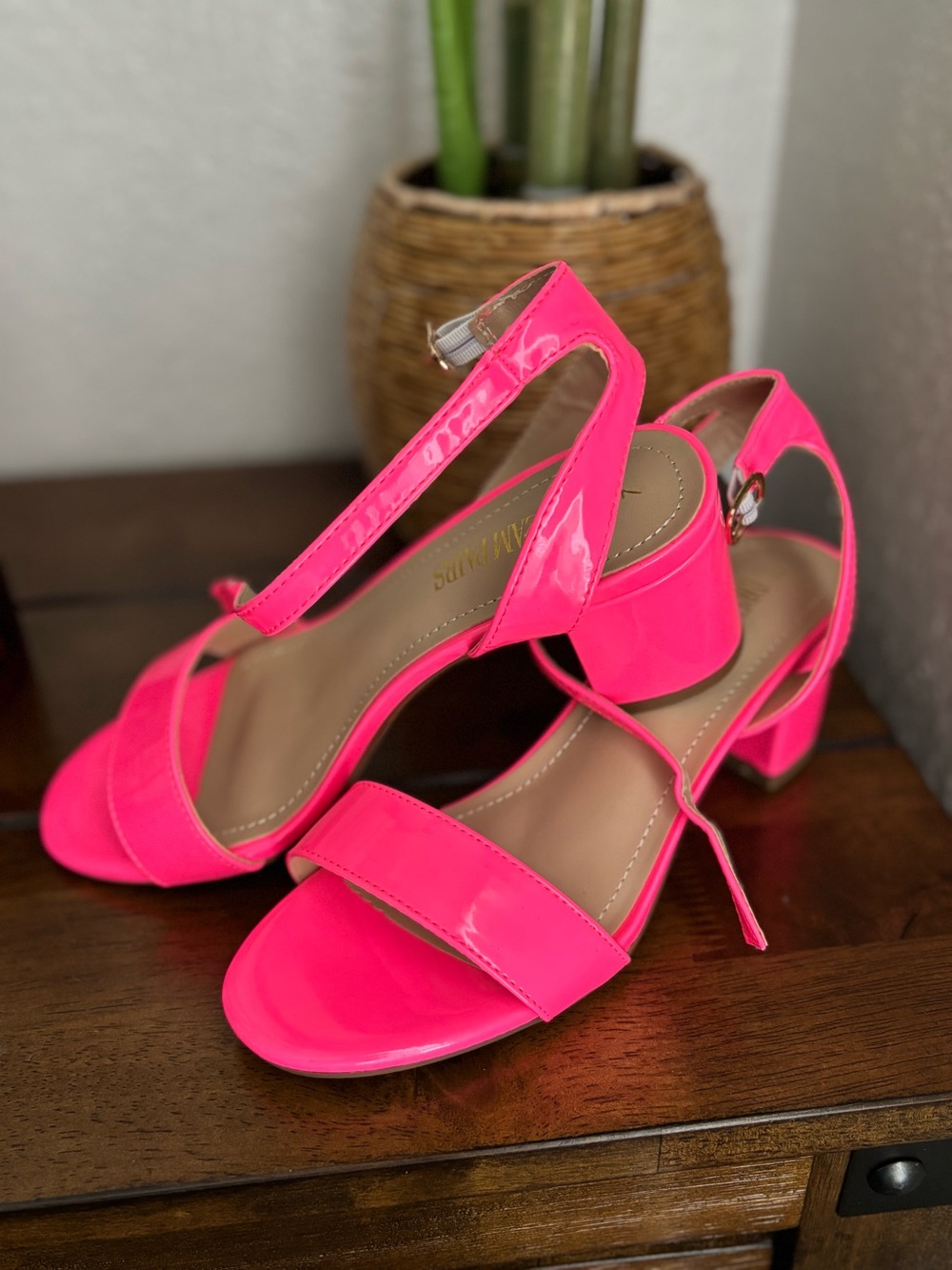 Women’s Neon Pink Block Heel Sandals